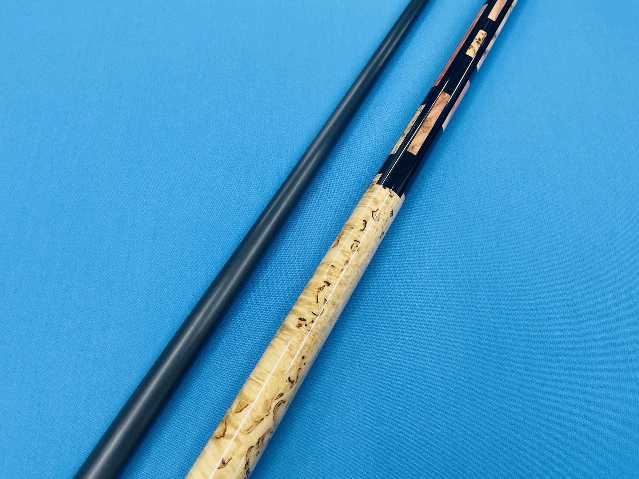 LONGONI CAROM CUE ZANETTI BIRCH WITH ONE LUNA NERA SHAFT 11.8 mm ...